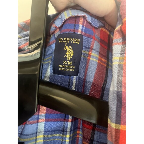 Polo Ralph Lauren Mens Red Multicolor Plaid Sleepwear Robe Small / Medium - Picture 9 of 10